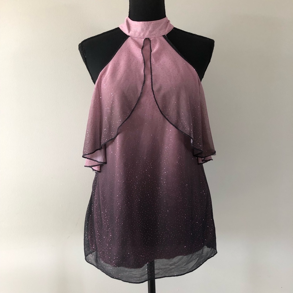 Women’s Venus Sparkle Glitter Purple Ombre Halter top Top size XS